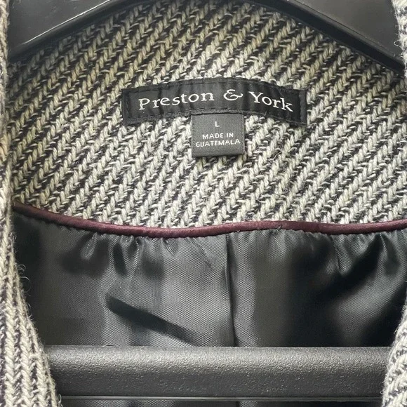 Vintage Preston & York Women's Size Large Plaid‎ Wool Blend Tweed Coat - Picture 5 of 16